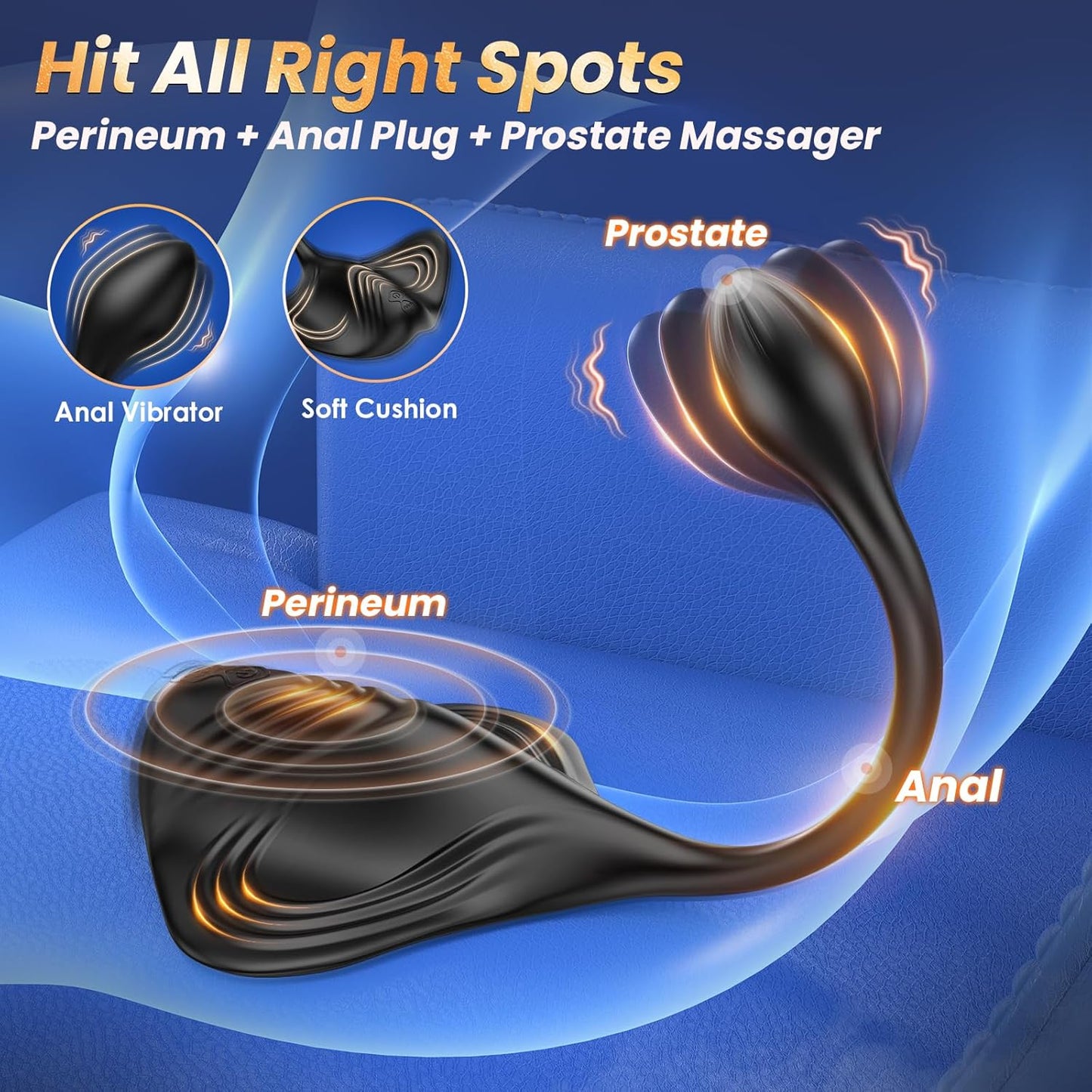 Manta 9+9 Prostate Massager + Penis Masturbator, Multifunctional Male Masturbation Couple Interactive Sex Toys