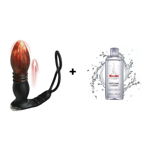 8 Thrusting 8 Vibrating Anal Vibrator With Dual Cock Rings
