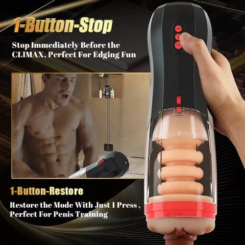 Automatic 10 Vibrating 5 Telescoping Rotating Male Masturbator