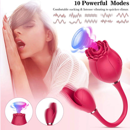 Rose Sex Toy Vibrating Massager Vibrator Woman Clitoris Penis Sleeve Clitoris Sucker Powerful Vibrator Clitoris