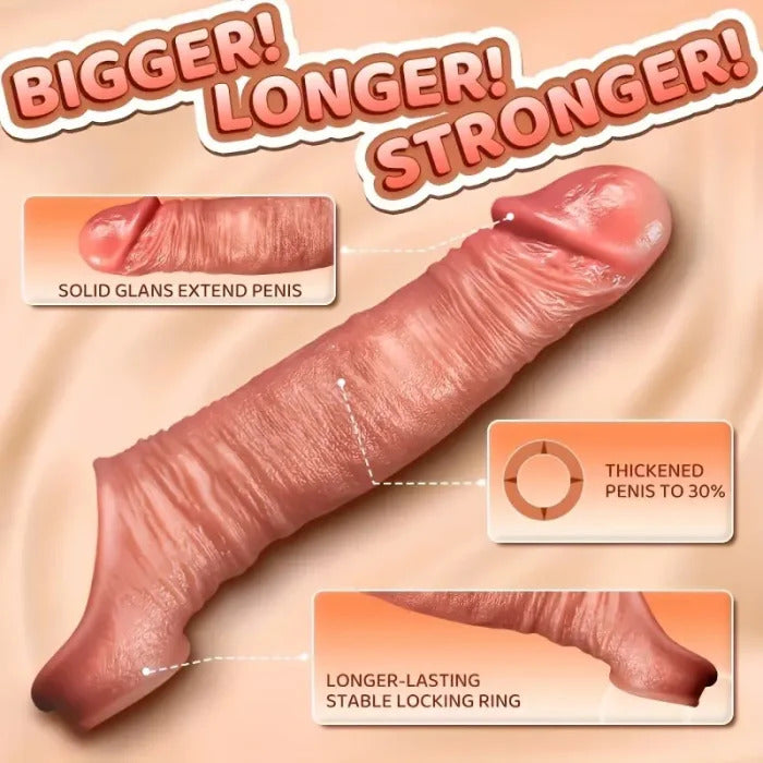 Sexoralab™ APP Controlled 9 Vibrating Penis Extender Sleeve With Cock Ring