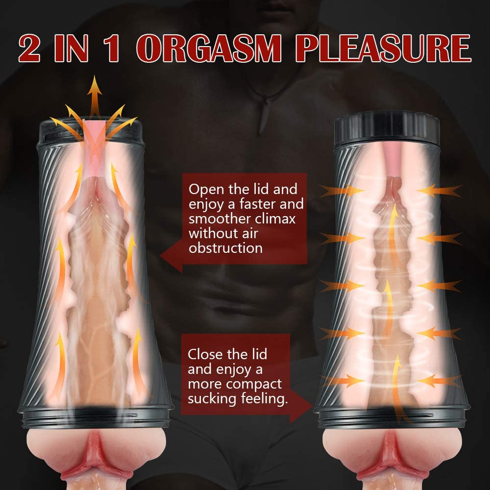 2 in 1 Thrill Realistic Textured Vagina Pocket Pussy Stroker